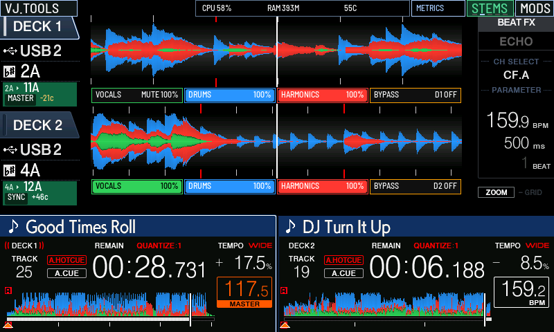 Live controller recording with BPM, playing key and cents changing as the tempo is adjusted