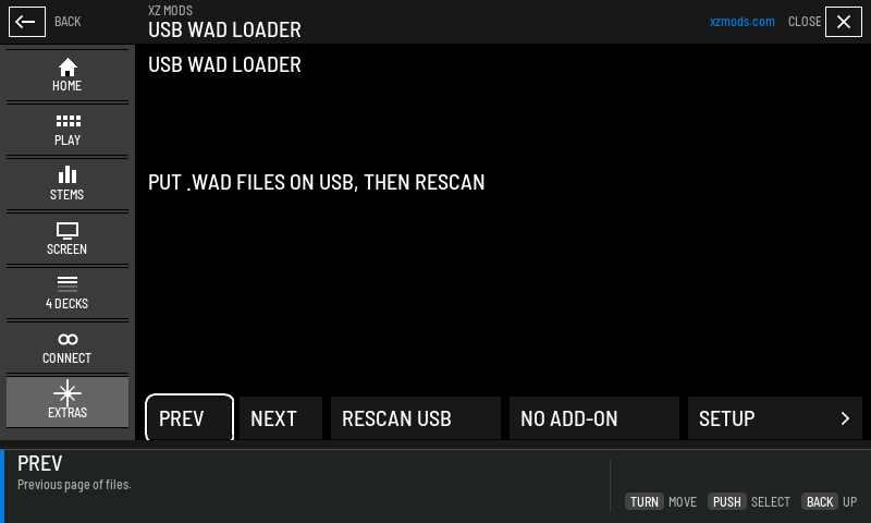 The loader with no game files found yet.