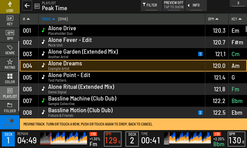 A track picked up to move