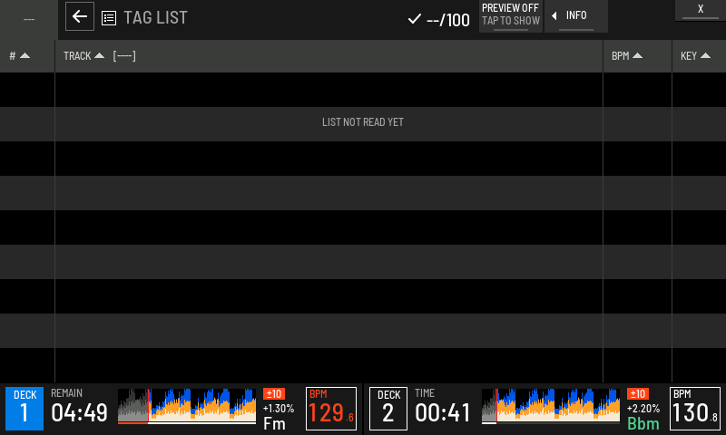TAG LIST before it has been read