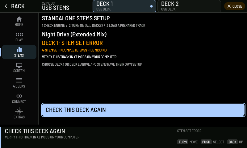 STEM SET ERROR, with the missing file named