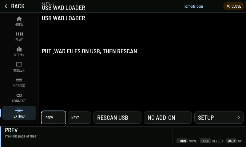 The loader with no game files found yet.