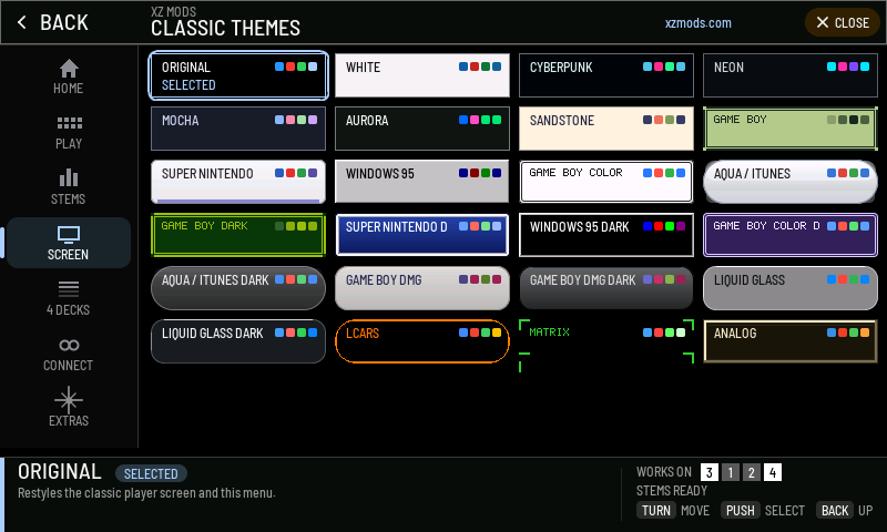 Every classic theme on one page. ORIGINAL is in use.