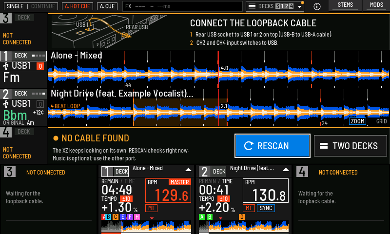 The encoder on the card. RESCAN is highlighted