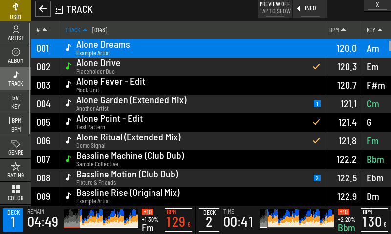 Check marks on tracks in the tag list