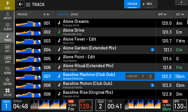 Loading not available on this list: the row highlights without LOAD