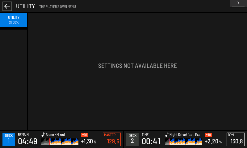 SETTINGS NOT AVAILABLE HERE when the settings cannot be read