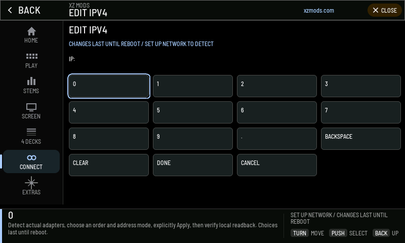 The keypad for an address, mask or gateway.