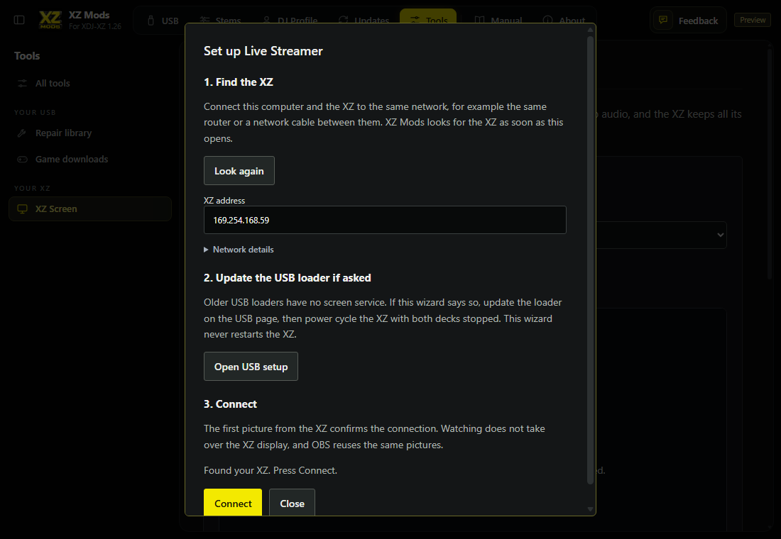 The connection guide.
