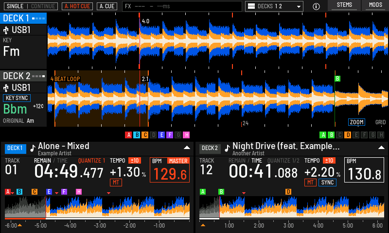 WAVEFORM CURRENT POSITION set to LEFT: more of what is coming up. This choice is saved to the USB too