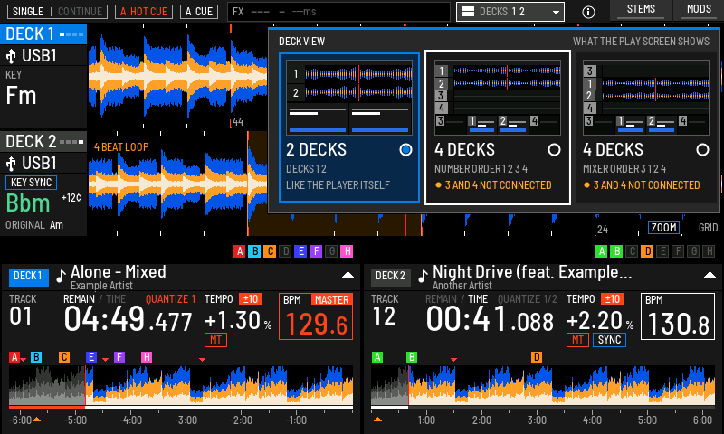 Tap DECKS to open the picker. Tap a picture to choose it.