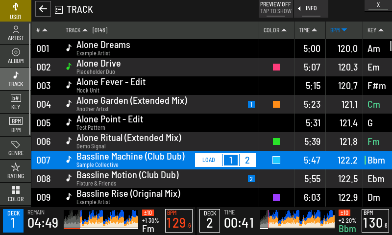 COLOR and TIME columns