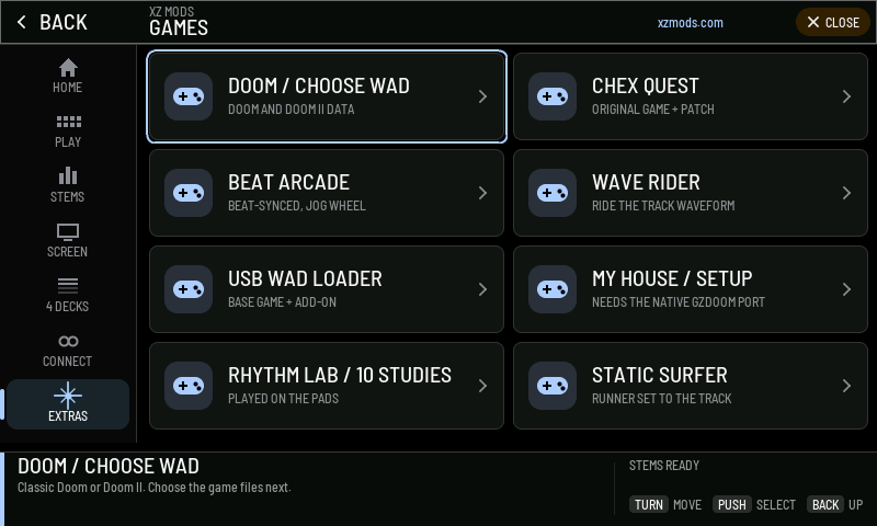 Every game, plus USB WAD LOADER and MY HOUSE / SETUP.